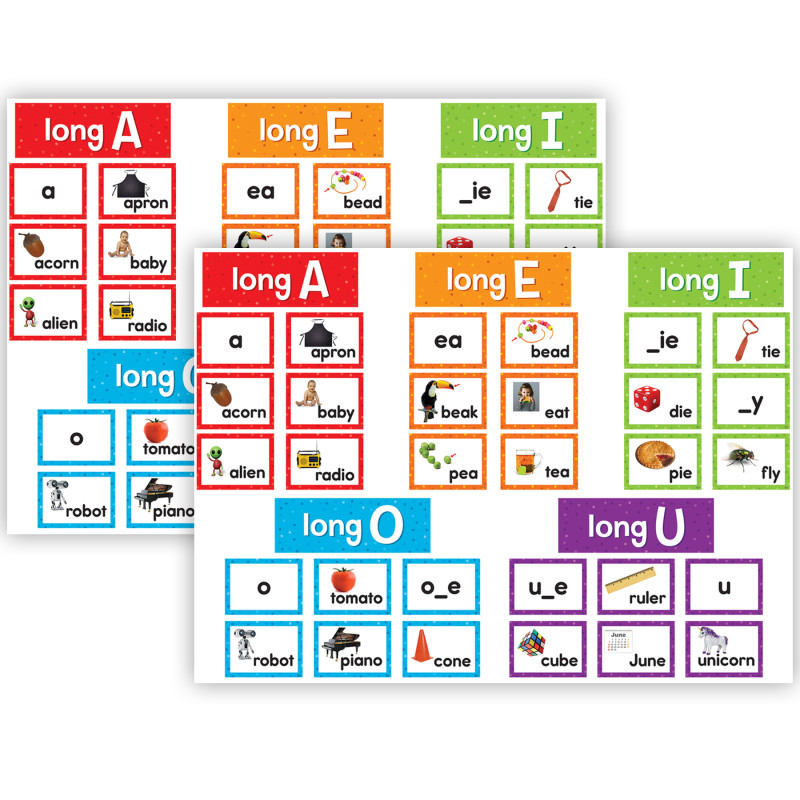 TEACHER CREATED RESOURCES Teacher Created Resources® Long Vowels Pocket Chart Cards, 205 Pieces Per Pack, 2 Packs