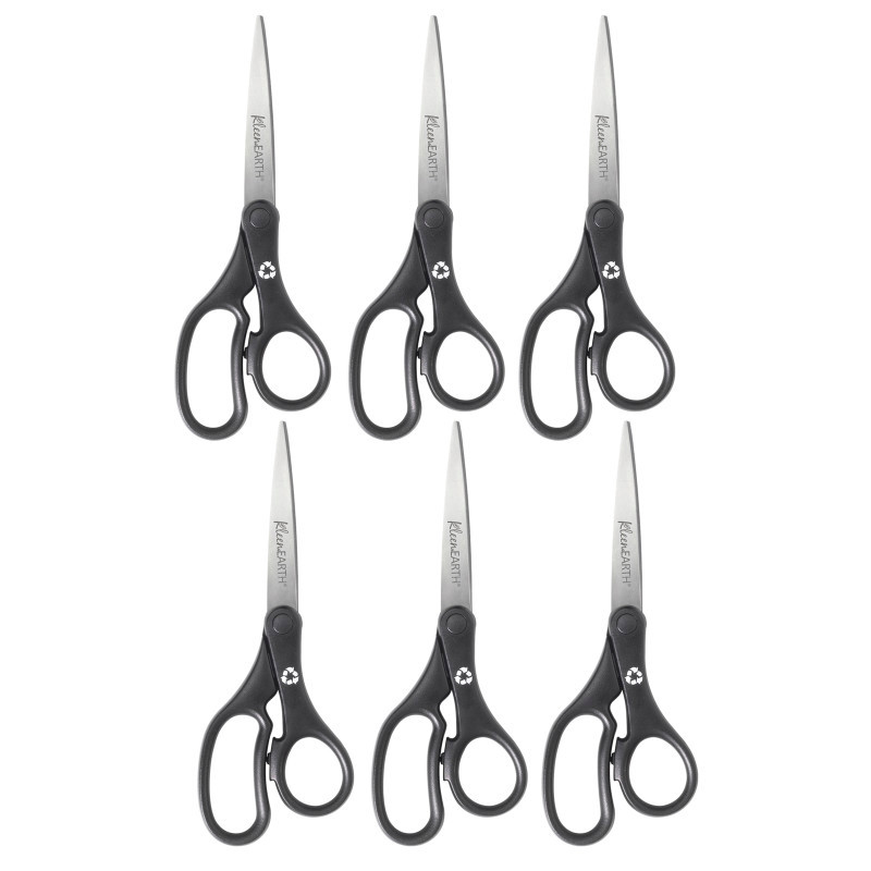 ACME UNITED CORPORATION Westcott® KleenEarth® Basic 8" Scissors, Straight, Black, Pack of 6