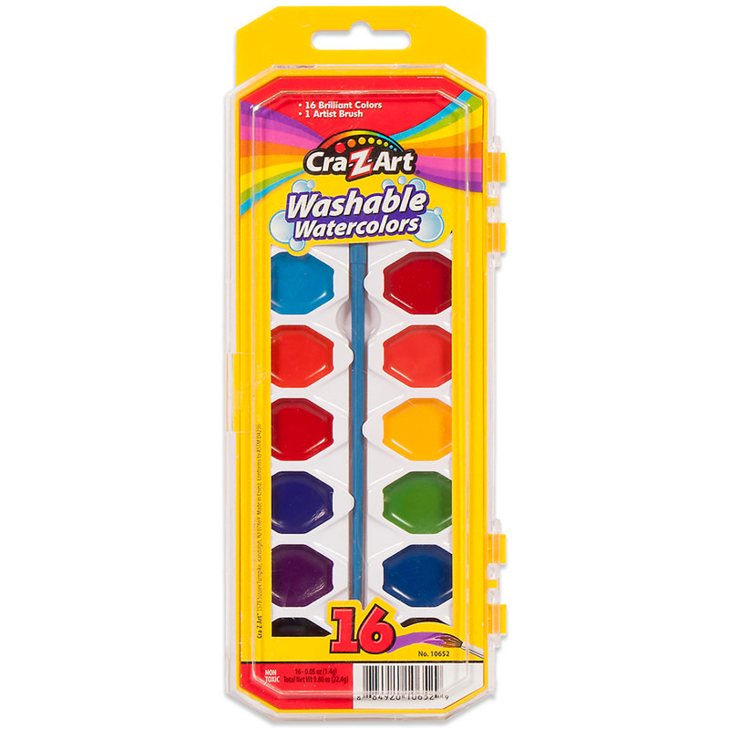 LAROSE INDUSTRIES LLC - CRA-Z-ART Cra-Z-Art® Washable Watercolors with Brush, Peggable Tray, 16 Count