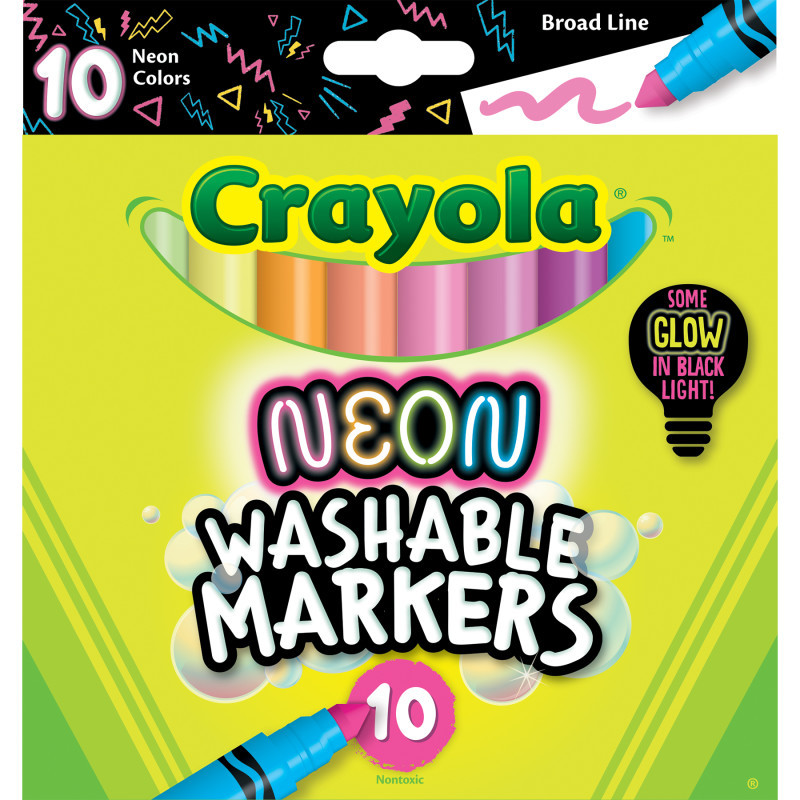 CRAYOLA LLC Crayola® Washable Neon Broad Line Markers, Pack of 10