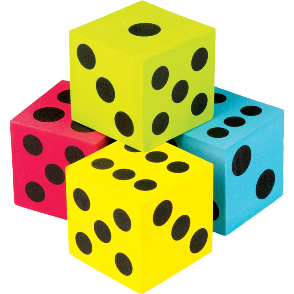 TEACHER CREATED RESOURCES Teacher Created Resources® Foam Colorful Jumbo Dice, 2-1/2", Pack of 4