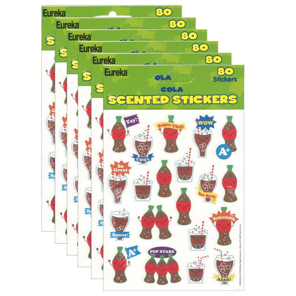 EUREKA Eureka® Cola Scented Stickers, 80 Per Pack, 6 Packs