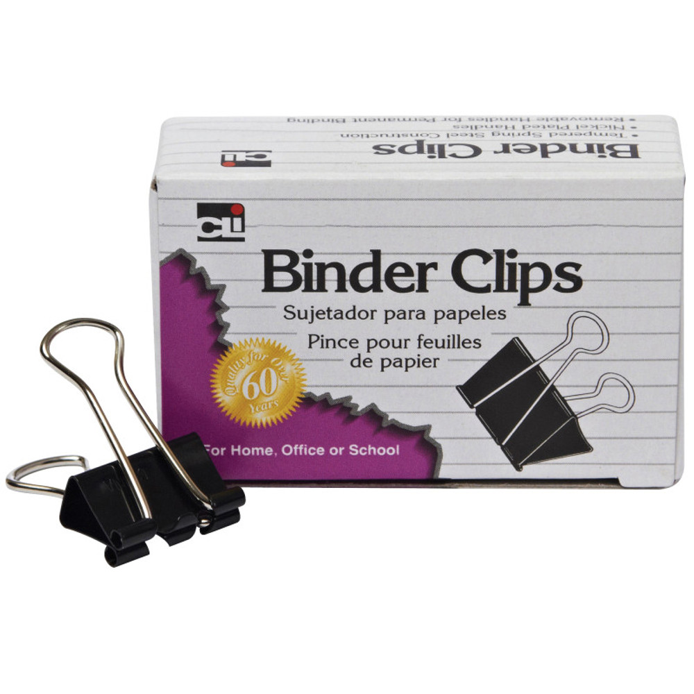 ADVANTUS Charles Leonard Binder Clips, Medium, 5/8 Capacity, Black/Silver, 12/Box