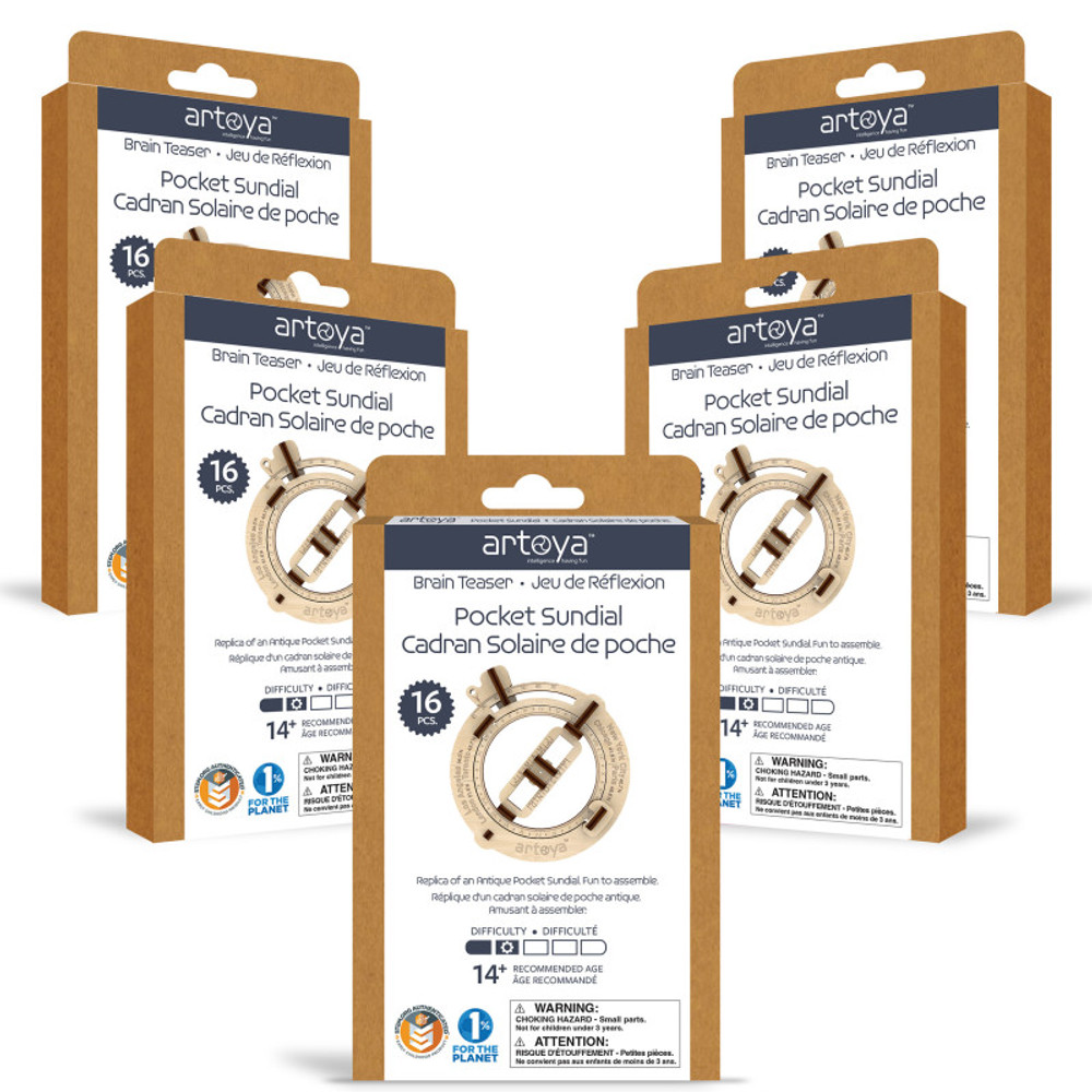 ARTVENTURE LLC artoya Pocket Sundial 3D Wooden STEM Model 5-Pack