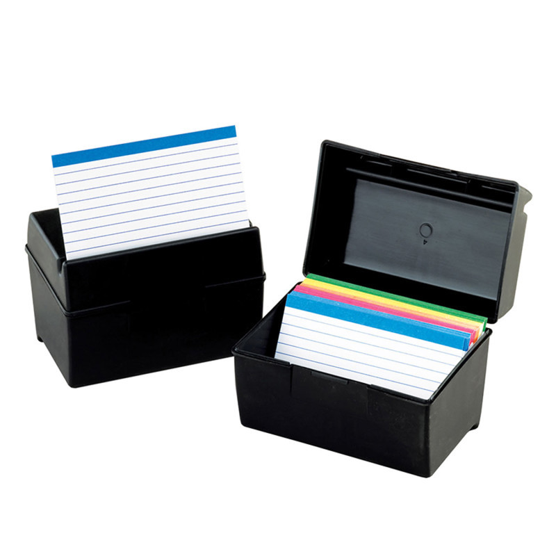 TOPS PRODUCTS Oxford® Plastic Index Box, 3" x 5", 300 Card Capacity, Black
