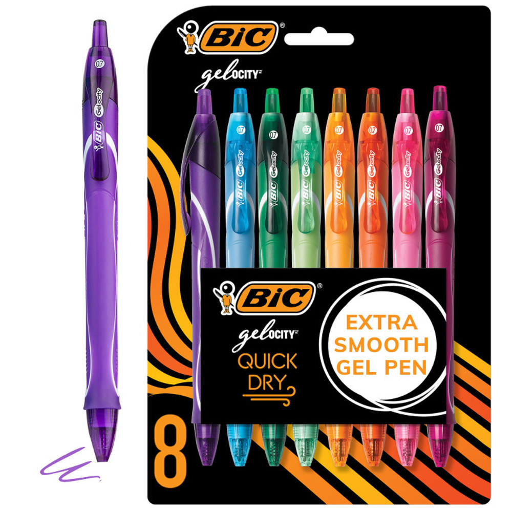 BIC USA INC BIC® Gel-ocity® Quick Dry Fashion Medium Point (0.7mm) 8-Pack Blister
