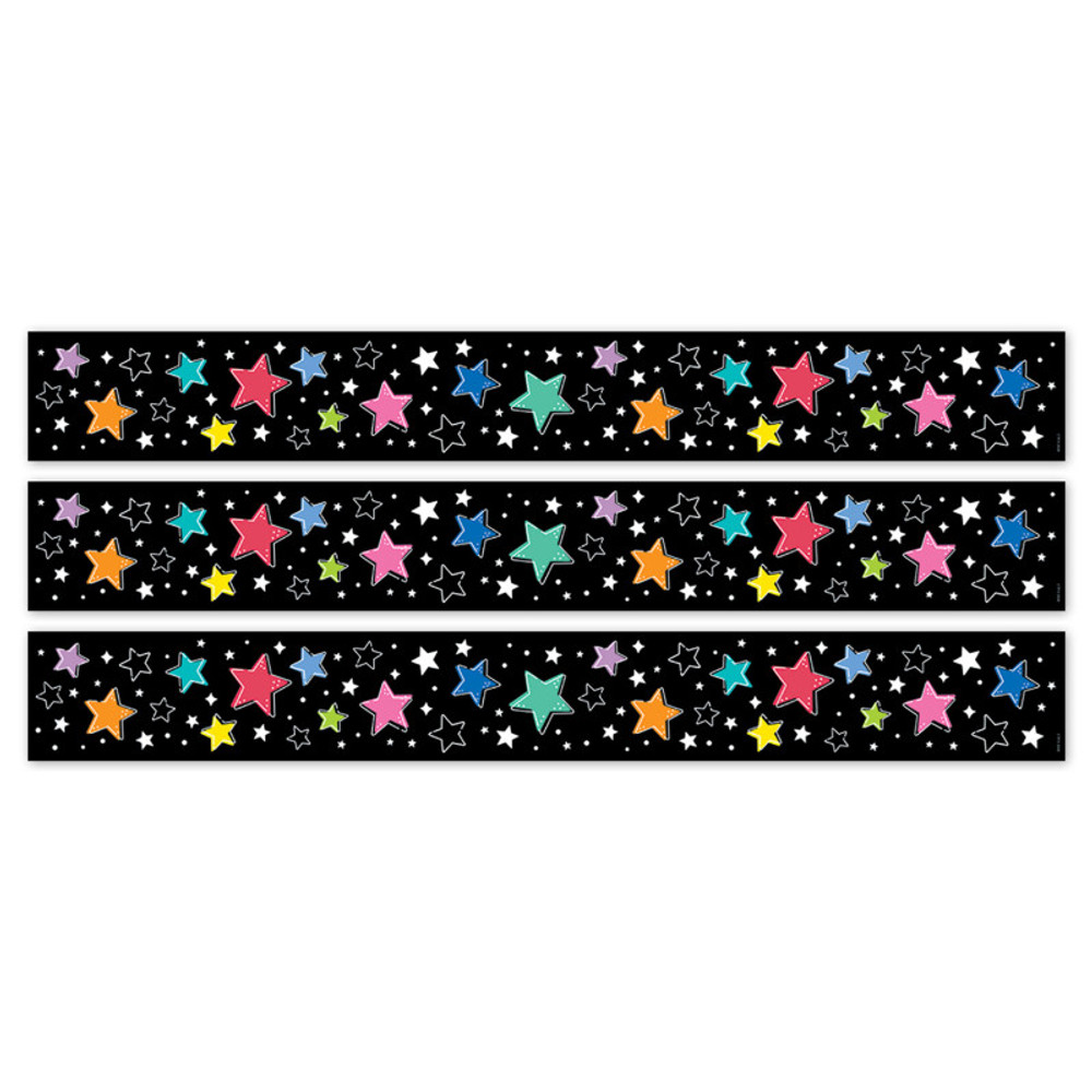 CREATIVE TEACHING PRESS Creative Teaching Press® Star Bright Colorful Stars on Black EZ Border, 48 Feet Per Pack, 3 Packs