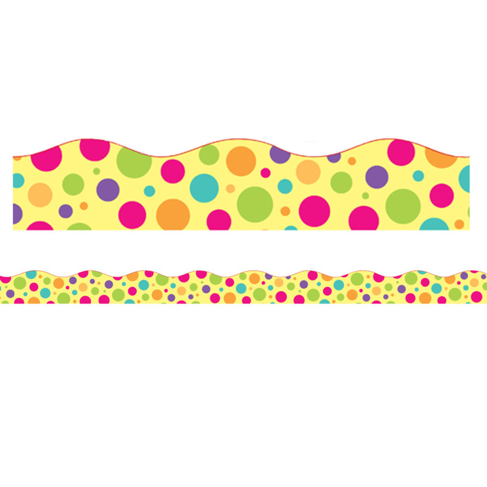 ADVANTUS Charles Leonard Magnetic Scallop Borders/Trims, 1.5" x 24", Colorful Dot Theme, Pack of 12