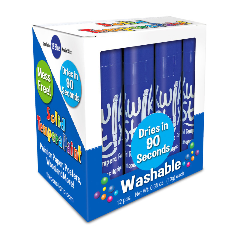 THE PENCIL GRIP Kwik Stix™ Solid Tempera Paint Sticks, Single Color Pack, Blue, Pack of 12