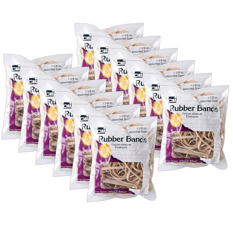 ADVANTUS Charles Leonard Rubber Bands, Natural Color, 1-3/8oz Bag, 12 Bags
