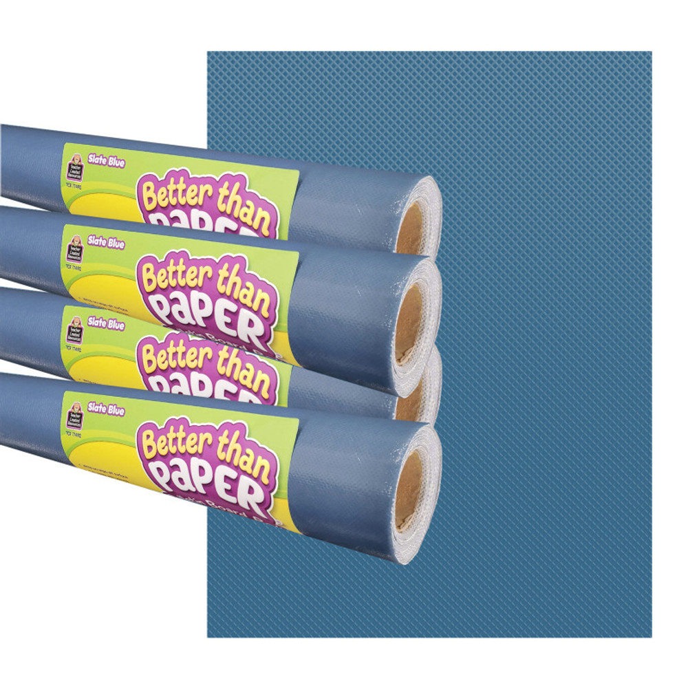 TEACHER CREATED RESOURCES Teacher Created Resources® Slate Blue Better Than Paper Bulletin Board Roll, 4' x 12', Pack of 4 TEACHER CREATED RESOURCES Teacher Created Resources® Slate Blue Better Than Paper Bulletin Board Roll, 4' x 12', Pack of 4