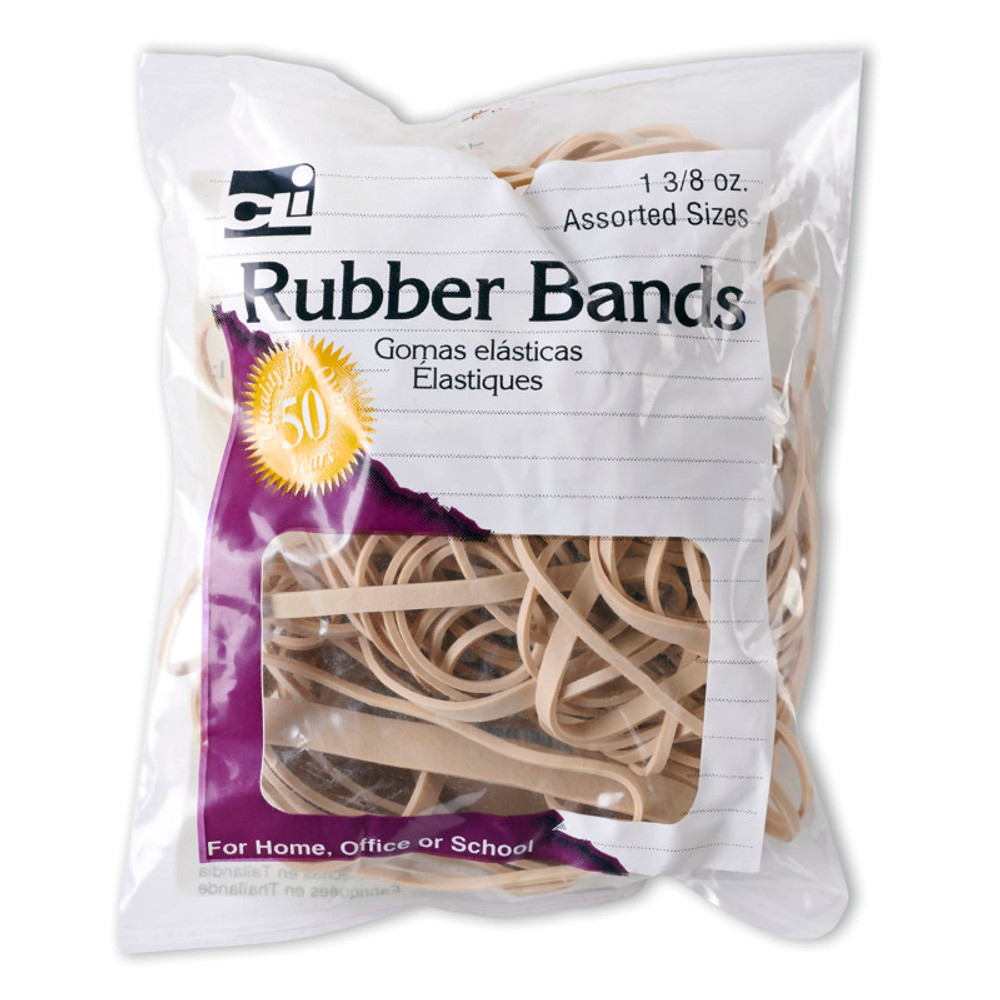 ADVANTUS Charles Leonard Rubber Bands, Assorted Sizes, Natural Color, 1 3/8 oz. bag