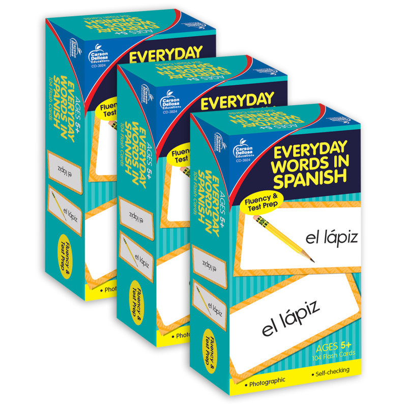 CARSON DELLOSA EDUCATION Carson Dellosa Education Everyday Words in Spanish: Photographic Flash Cards, Grade PK-8, 3 Packs