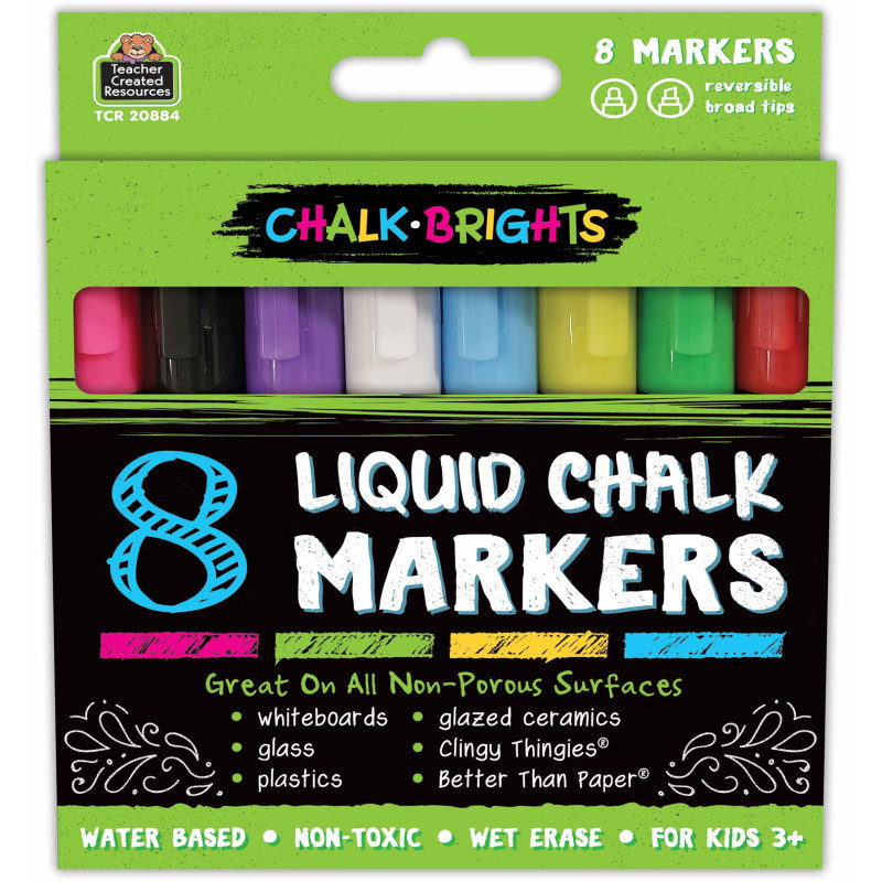 TEACHER CREATED RESOURCES Teacher Created Resources® Chalk Brights Liquid Chalk Markers, Pack of 8