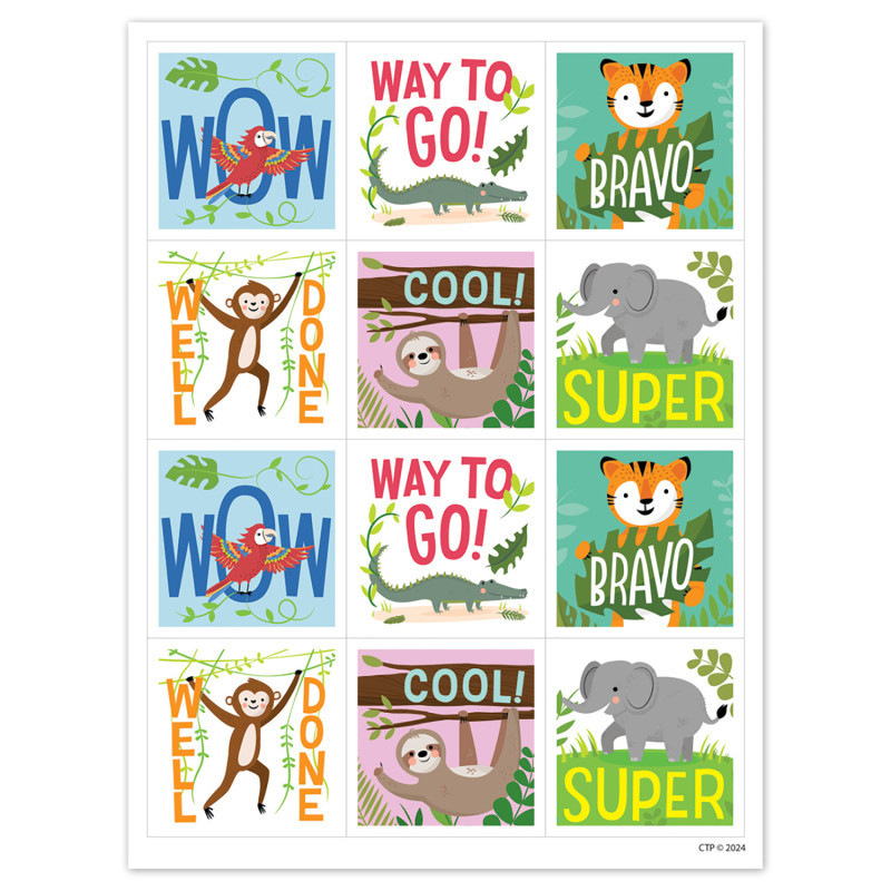 CREATIVE TEACHING PRESS Creative Teaching Press® Jungle Friends Reward Stickers, Pack of 60