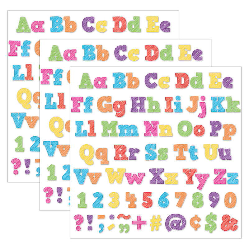 TEACHER CREATED RESOURCES Teacher Created Resources® Scribble Bold Block 4" Letters Combo Pack, 230 Characters Per Pack, 3 Packs