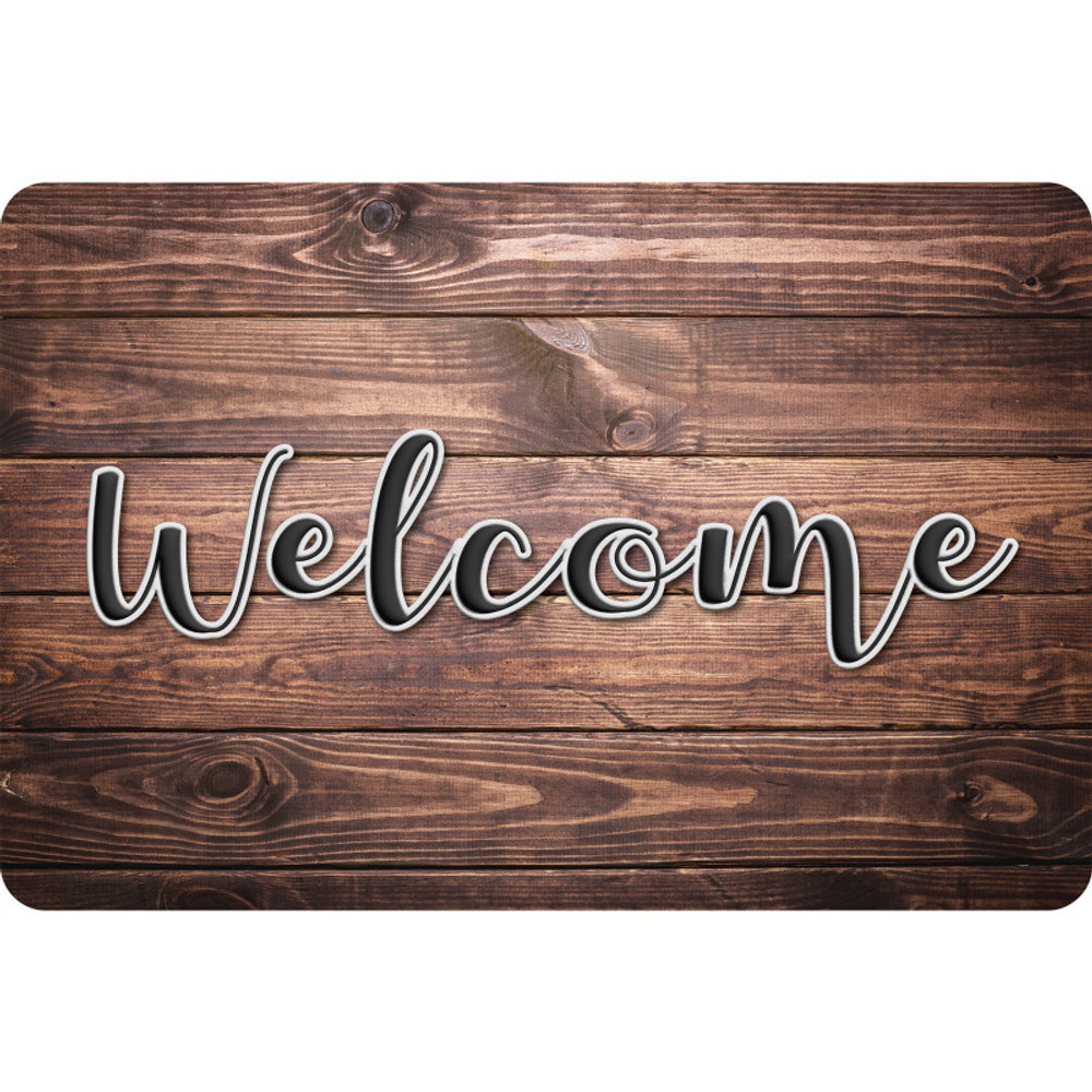 ASHLEY PRODUCTIONS Ashley Productions® The Original Fun Mat™, Welcome Mat, 15.5" x 23.5", Rustic Wood Welcome