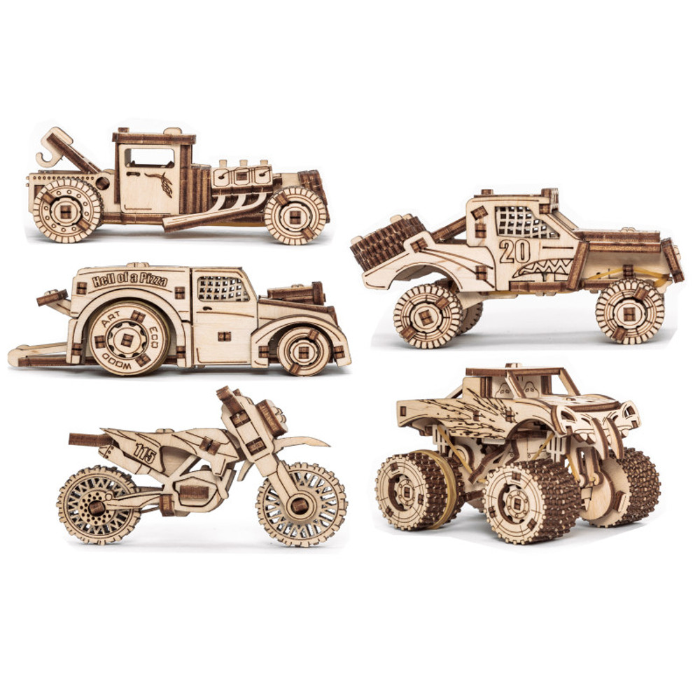 ARTVENTURE LLC EWA Eco-Wood-Art Vehicles Set 3D Wooden STEM Construction Kit