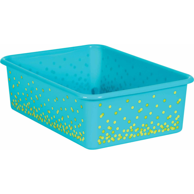 TEACHER CREATED RESOURCES Teacher Created Resources® Teal Confetti Large Plastic Storage Bin