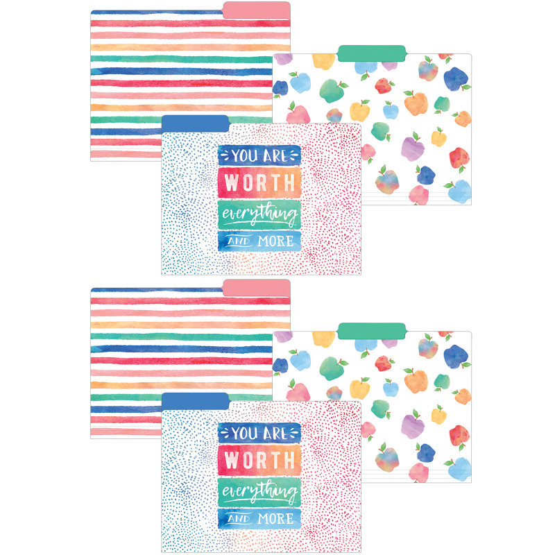 TEACHER CREATED RESOURCES Teacher Created Resources® Watercolor File Folders, 12 Per Pack, 2 Packs