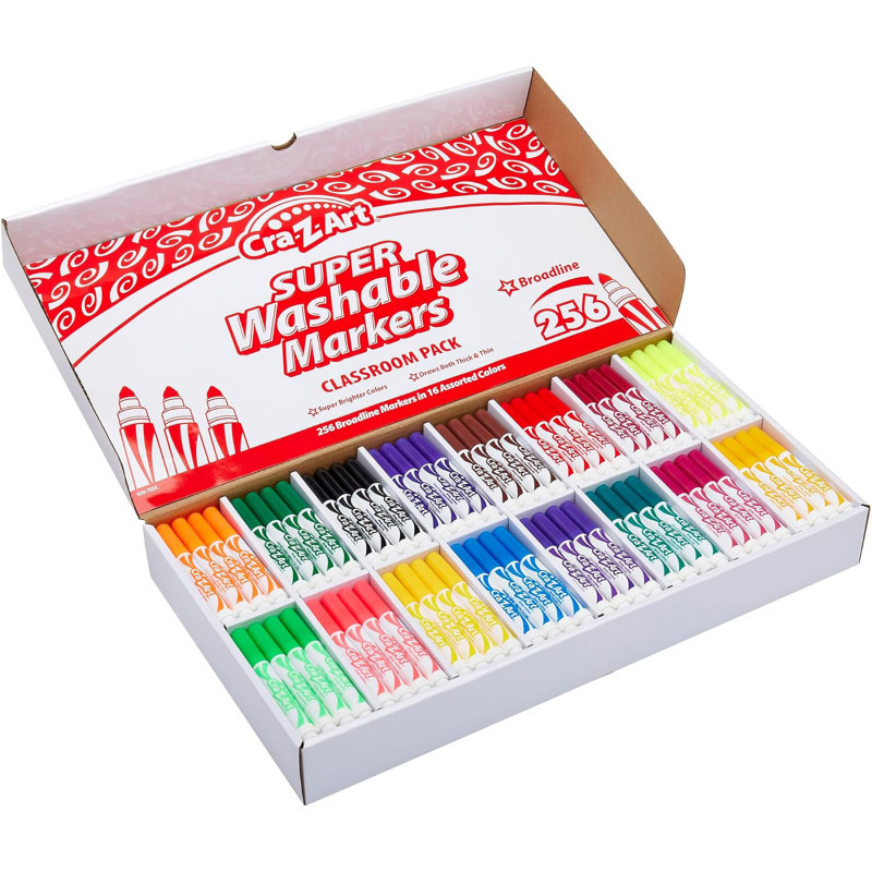 LAROSE INDUSTRIES LLC - CRA-Z-ART Cra-Z-Art® Washable Broad Line Markers Classroom Pack, 256 Count