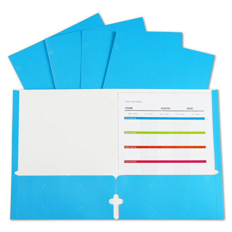 C-LINE PRODUCTS INC C-Line® 2-Pocket Laminated Paper Portfolios with 3-Hole Punch, Blue, Box of 25