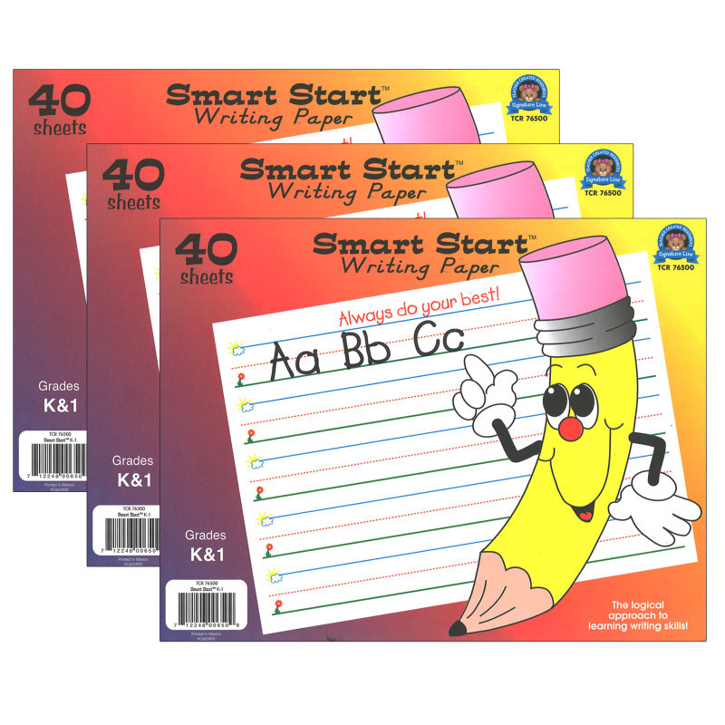 TEACHER CREATED RESOURCES Teacher Created Resources® Smart Start K-1 Writing Paper: 40 Sheet Tablet, Pack of 3