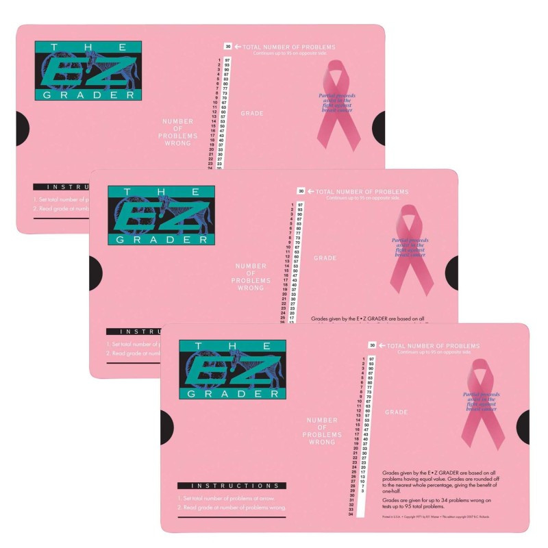 ORIGINAL E-Z GRADER Original E-Z Grader Breast Cancer Pink E-Z Grader, Pack of 3
