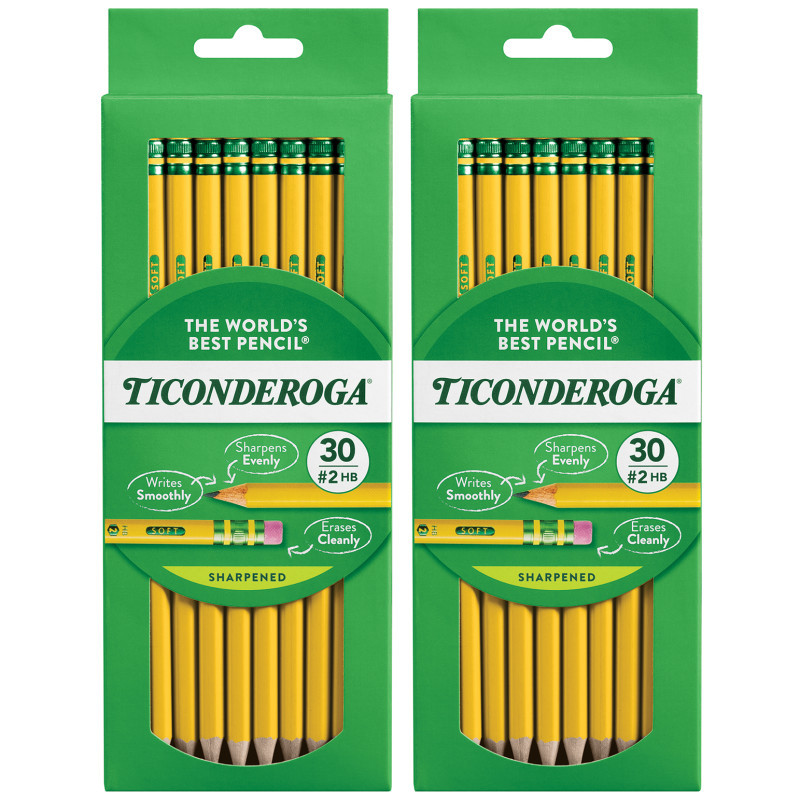 DIXON TICONDEROGA CO Ticonderoga® No. 2 Pencils, Pre-Sharpened, 30 Per Pack, 2 Packs