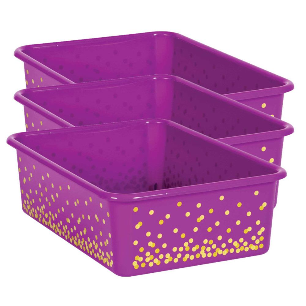 TEACHER CREATED RESOURCES Teacher Created Resources® Purple Confetti Large Plastic Storage Bin, Pack of 3