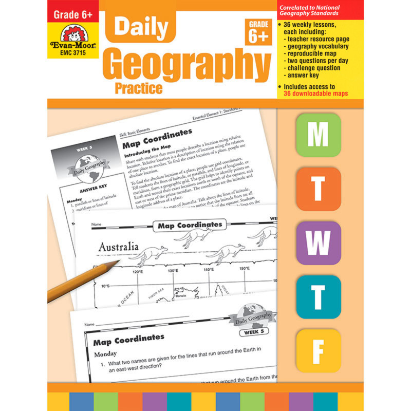 CARSON DELLOSA EDUCATION Evan-Moor Educational Publishers Daily Geography Practice Book, Teacher's Edition, Grade 6