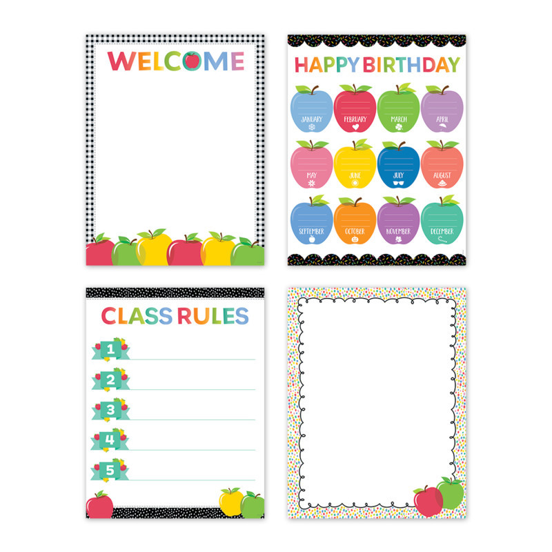CREATIVE TEACHING PRESS Creative Teaching Press® Apple Time Classroom Essentials 4-Chart Pack, 17" x 22"