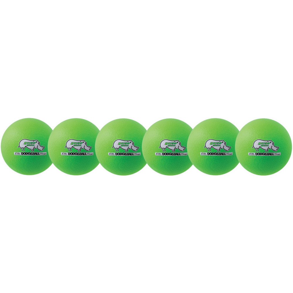CHAMPION SPORTS Champion Sports Rhino Skin® 6-Inch Low Bounce Dodgeball Set, Neon Green, Set of 6