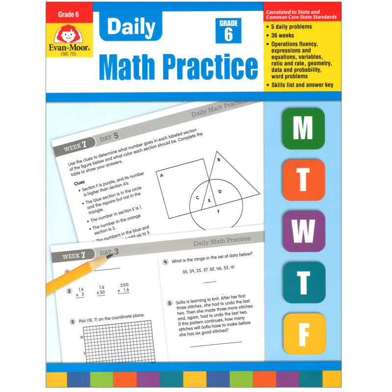 CARSON DELLOSA EDUCATION Evan-Moor Educational Publishers Daily Common Core Math Practice, Grade 6