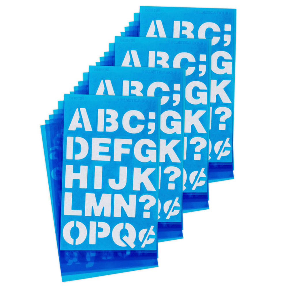 ACME UNITED CORPORATION Westcott® LetterCraft Reusable Plastic Stencils, Full Alphabet & Numbers, Helvetica Bold Font, 3/4-Inch, 6 Per Pack, 4 Packs