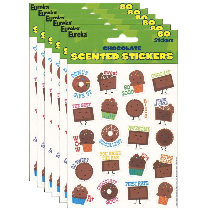 EUREKA Eureka® Chocolate Scented Stickers, 80 Per Pack, 6 Packs