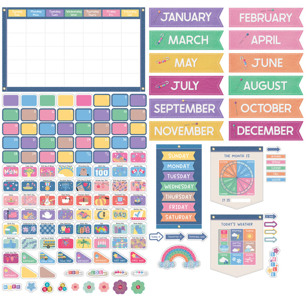 CARSON DELLOSA EDUCATION Carson Dellosa Education Crafty and Cool Calendar Bulletin Board Set, 145 Pieces