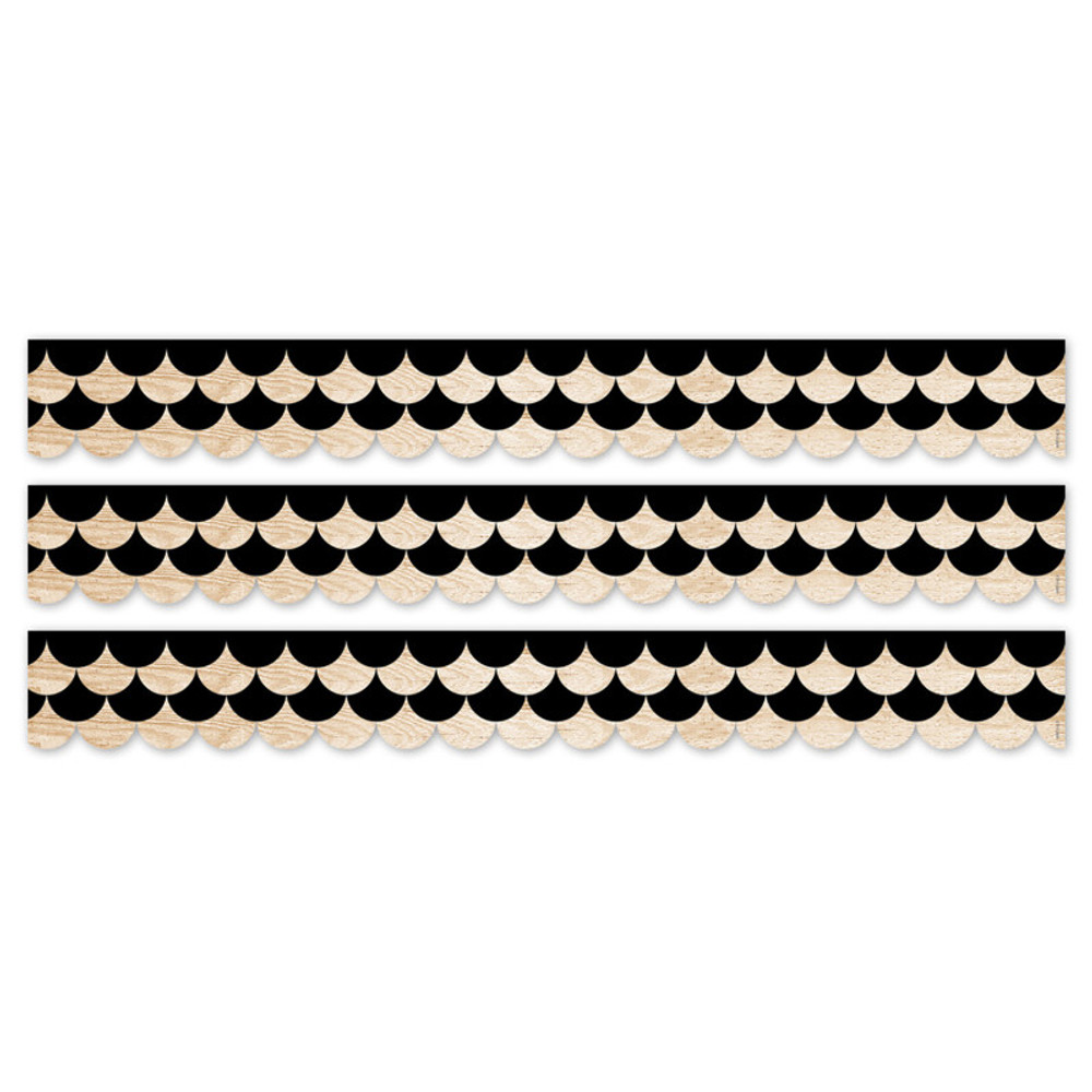 CREATIVE TEACHING PRESS Creative Teaching Press® Core Decor Black and Wood Scallops EZ Border, 48 Feet Per Pack, 3 Packs