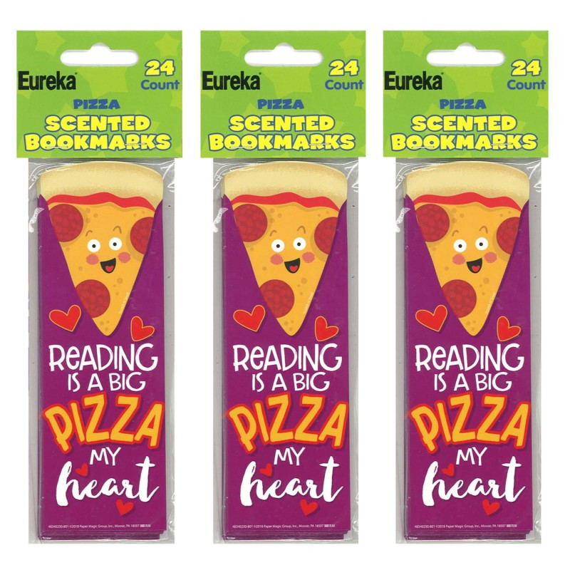 EUREKA Eureka® Pizza Scented Bookmarks, 24 Per Pack, 3 Packs
