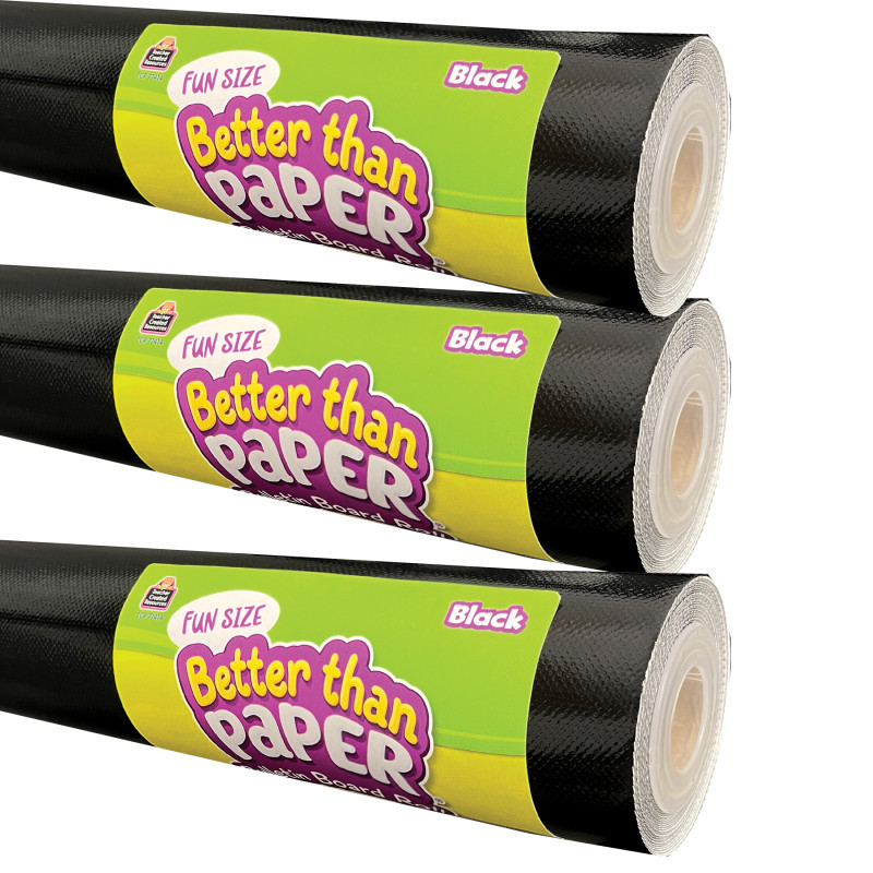 TEACHER CREATED RESOURCES Teacher Created Resources® Fun Size Better Than Paper® Bulletin Board Roll, 18" x 12', Black, Pack of 3
