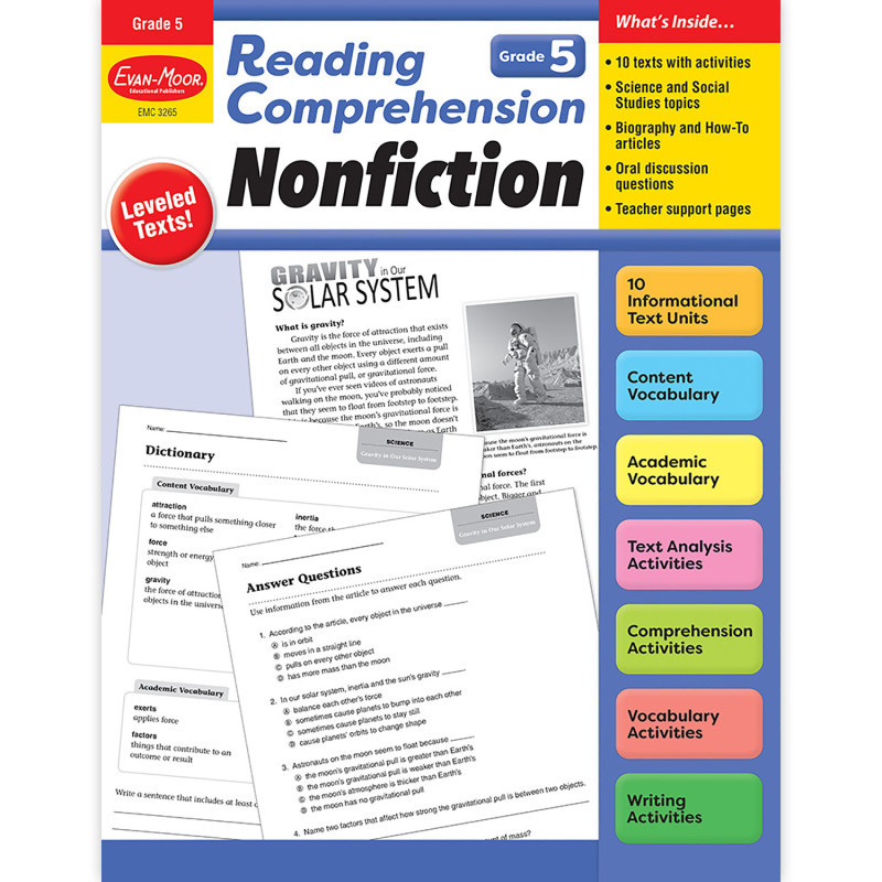 CARSON DELLOSA EDUCATION Evan-Moor Educational Publishers Reading Comprehension: Nonfiction, Grade 5