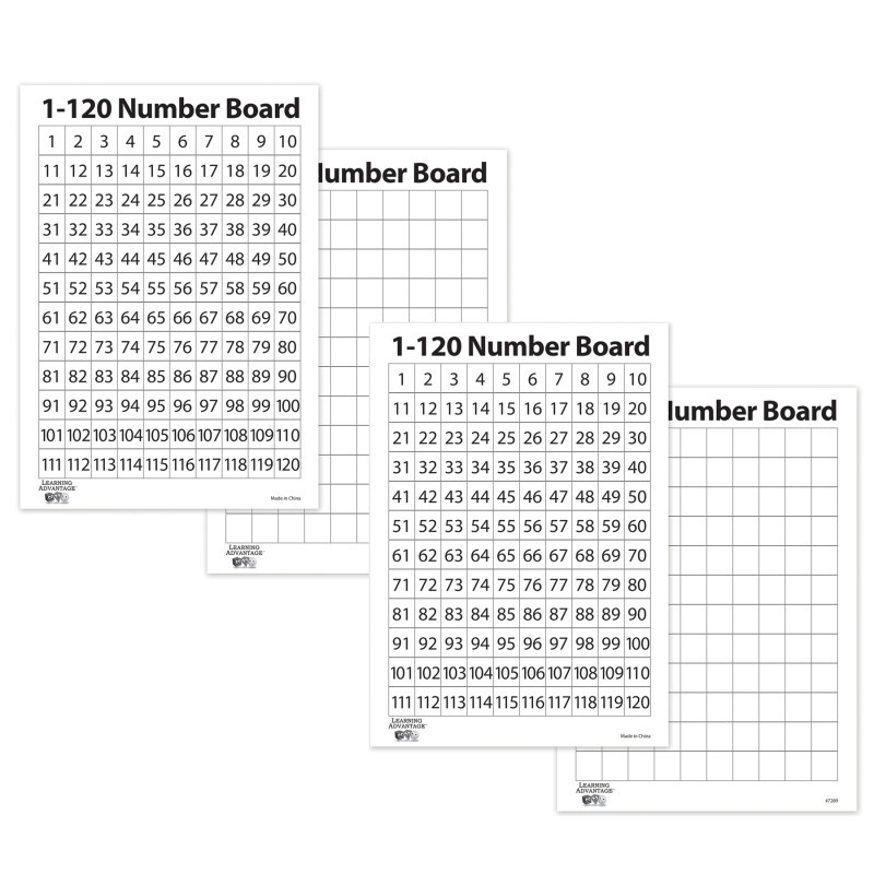 LEARNING ADVANTAGE Learning Advantage® 1-120 Number Dry Erase Boards, 10 Per Set, 2 Sets