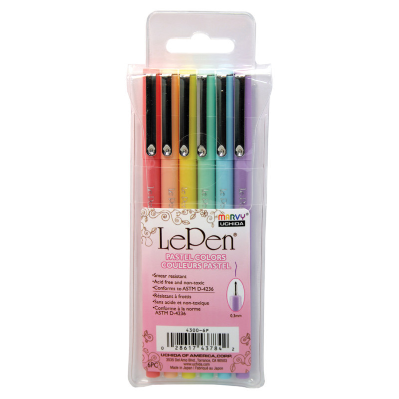 UCHIDA OF AMERICA, CORP Marvy Uchida® LePen® Micro-Fine Point Pen, Pastel, 6 Colors