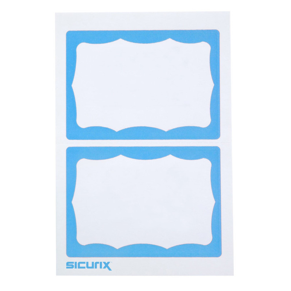 BAUMGARTENS INC SICURIX Adhesive Badges, Blue Border, Pack of 100