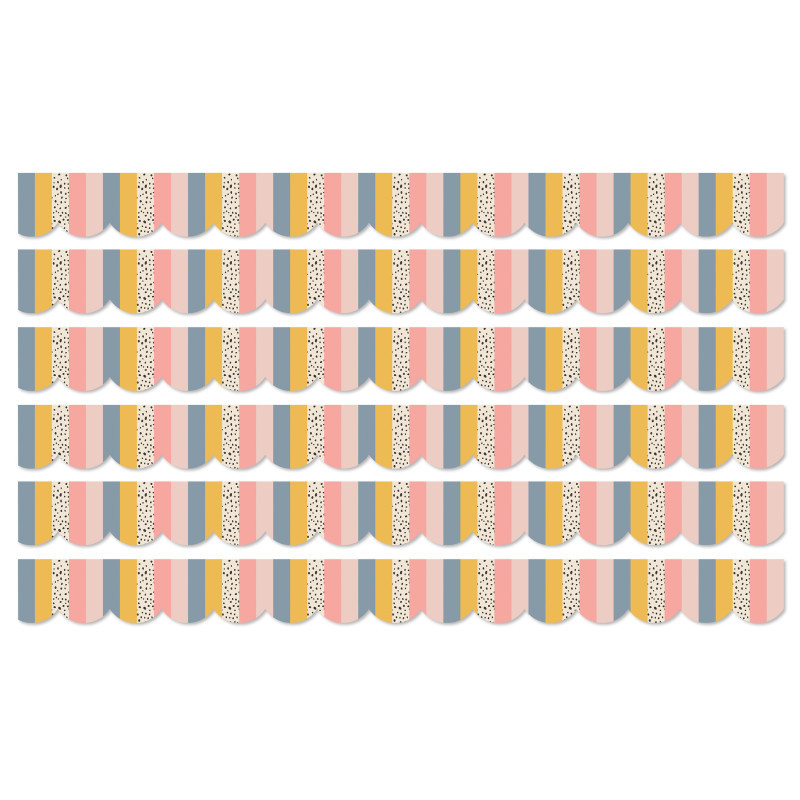 CARSON DELLOSA EDUCATION Carson Dellosa Education We Belong Stripes Scalloped Borders Per Pack, 39 Feet Per Pack, 6 Packs