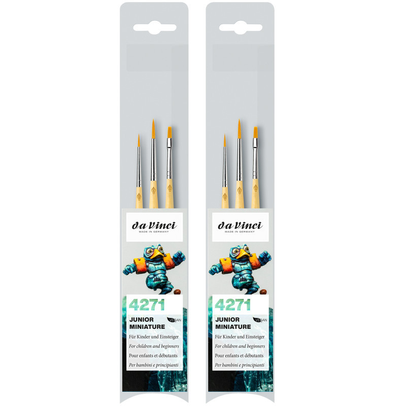GREGORY DANIELS FINE ARTS INC da Vinci JUNIOR Synthetics Miniature Brushes, Synthetic, Acrylic & Tempera, Assorted, 3 Per Set, 2 Sets