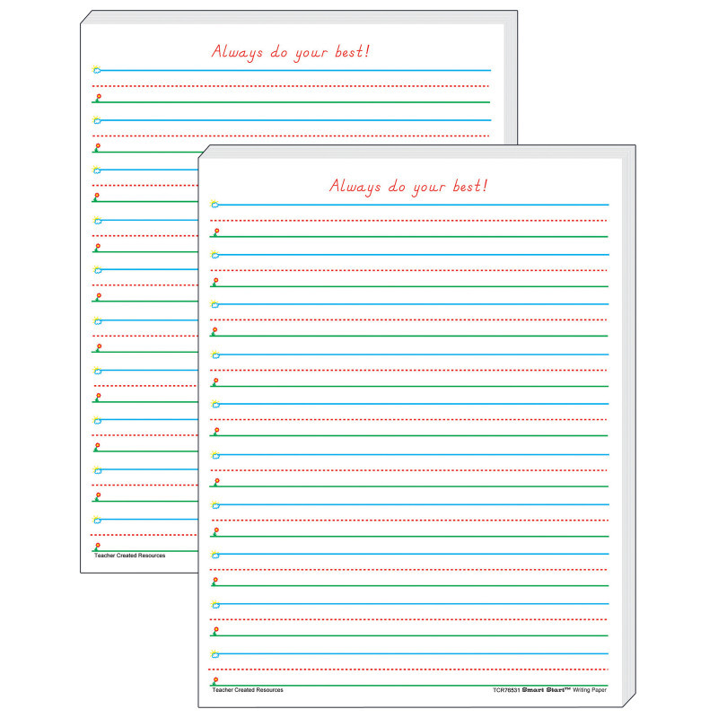 TEACHER CREATED RESOURCES Teacher Created Resources® Smart Start 1-2 Writing Paper: 100 Sheets Per Pack, 2 Packs