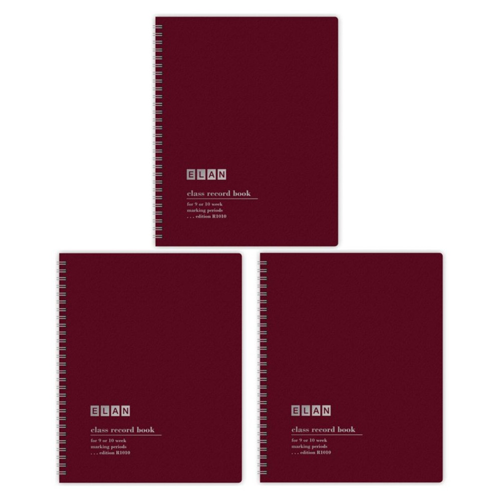 ELAN PUBLISHING ELAN Publishing Class Record Book, Grades for 9-10 Weeks, 50 Student Names, Pack of 3
