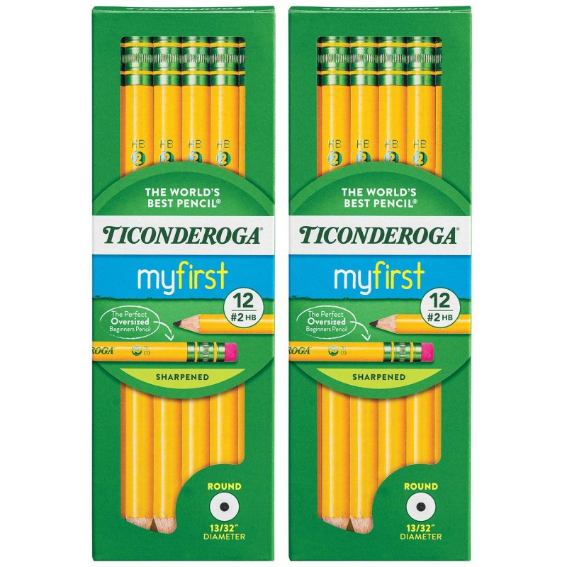 DIXON TICONDEROGA CO Ticonderoga® My First® Primary Size No. 2 Pencils with Eraser, 12 Per Box, 2 Boxes
