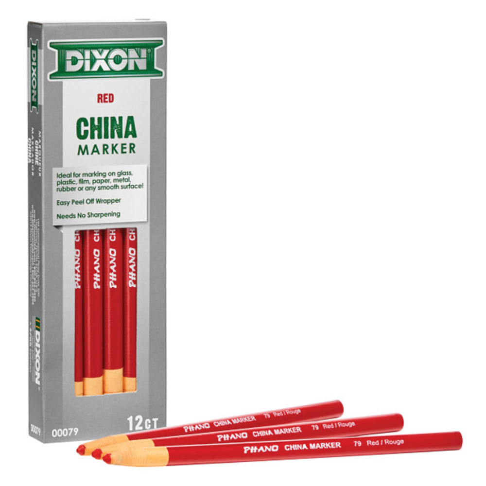 DIXON TICONDEROGA CO Dixon® Phano China Markers, Red, Pack of 12